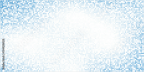 Vector abstract blue background frame of geometric shapes. Circular ornament. Pattern of dots, particles, molecules, fragments. Poster modern