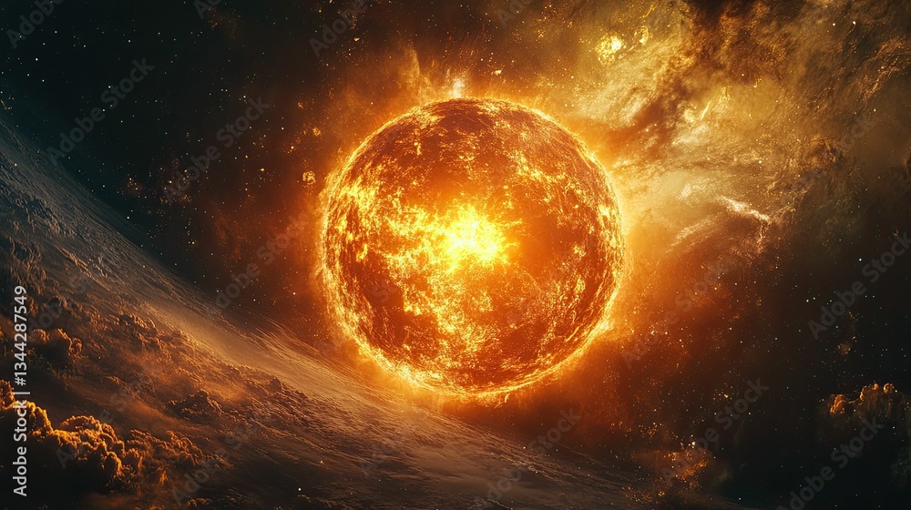 Incandescent Celestial Object Hitting Earth – A vibrant scene of a celestial object, glowing brightly, as it impacts the Earth’s surface, leading to Incandescent Celestial Object Hitting Earth – A vibrant scene of a celestial object, glowing brightly, as it impacts the Earth’s surface, leading to