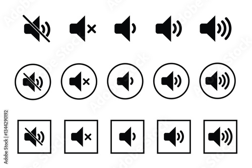 Audio speaker volume.Set of volume icons.Volume max collection. Speaker icon on white background.