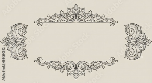 Ornate Frame Design with Decorative Flourishes for Elegant Invitation