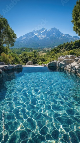 Stunning mountain view from infinity pool.