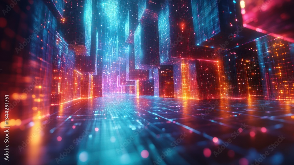 Futuristic digital city glowing with vibrant neon lights, showcasing a technologically advanced urban landscape. Futuristic digital city glowing with vibrant neon lights, showcasing a technologically advanced urban landscape.