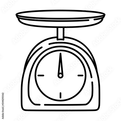 kitchen scale outline illustration. Kitchen equipment line illustration.

