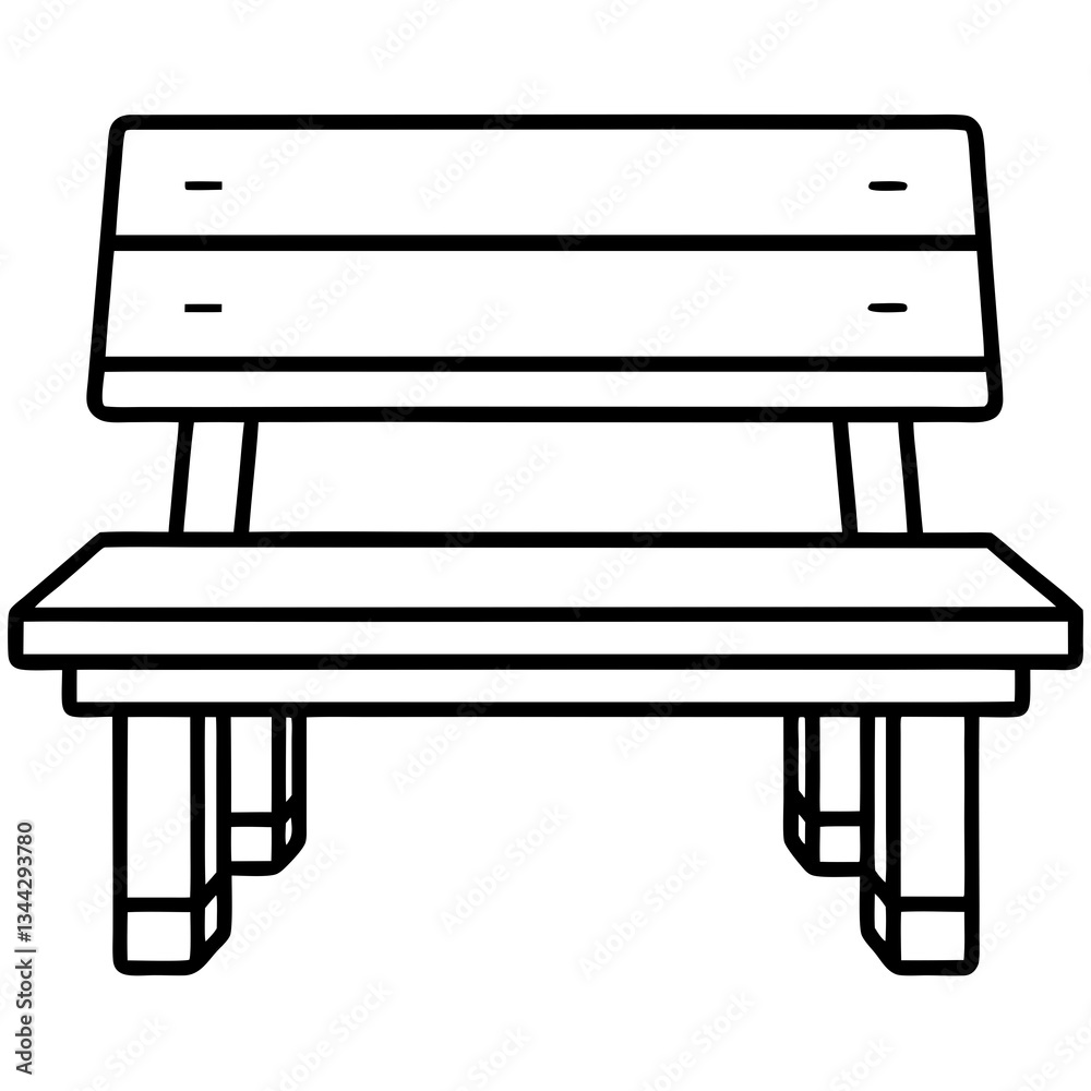 Simple and Elegant Classroom Bench Line Art