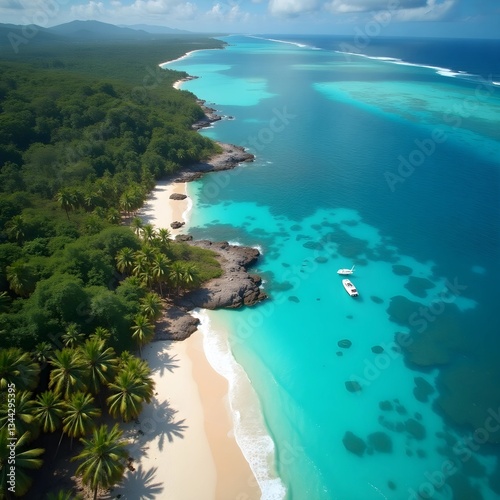 aerial view of tropical island