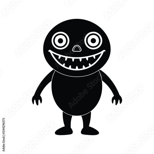 Silhouette vector illustration of a small chubby zombie.eps