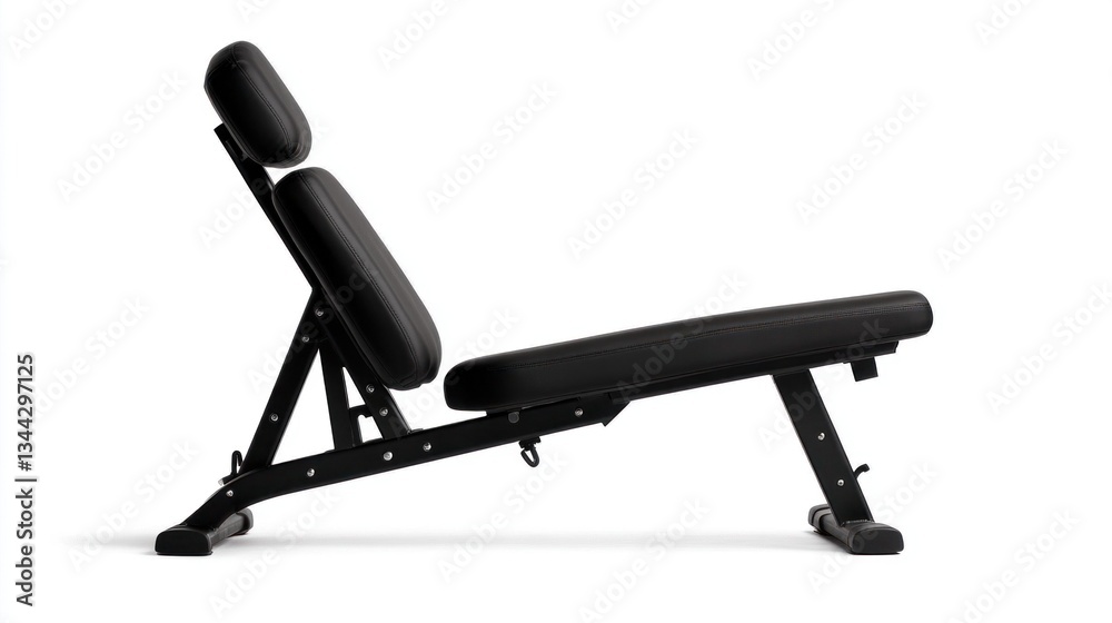 black adjustable workout bench is set up for use in a home gym, showing its versatile design for various strength training exercises, highlighting its functionality and comfort black adjustable workout bench is set up for use in a home gym, showing its versatile design for various strength training exercises, highlighting its functionality and comfort
