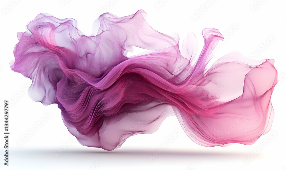 Abstract pink purple flowing fabric design, white background, website banner Abstract pink purple flowing fabric design, white background, website banner
