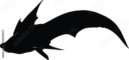 Black Silhouette of a Deep-Sea Fish - Vector EPS Illustration for Marine Life, Ocean Wildlife, Aquatic Creatures, and Nautical Art