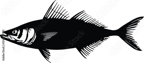 Mackerel Silhouette - Detailed Vector EPS Illustration of Ocean Fish, Seafood, Fishing, Marine Life, Nautical Art, Black and White