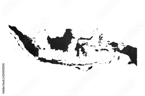 Abstract Polygon -  Low Poly Color Black Indonesia map. Vector Illustration eps10.