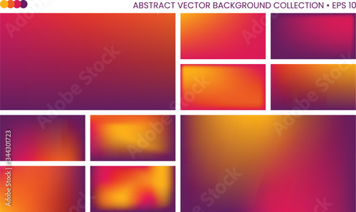 Abstract Vector Background Collection in Warm Pink, Purple, Yellow, and Orange Colors