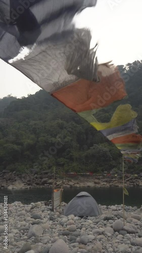prayer flags flying in the sky