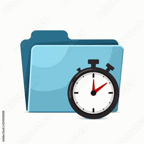 Folder with stopwatch icon for scheduling, time management