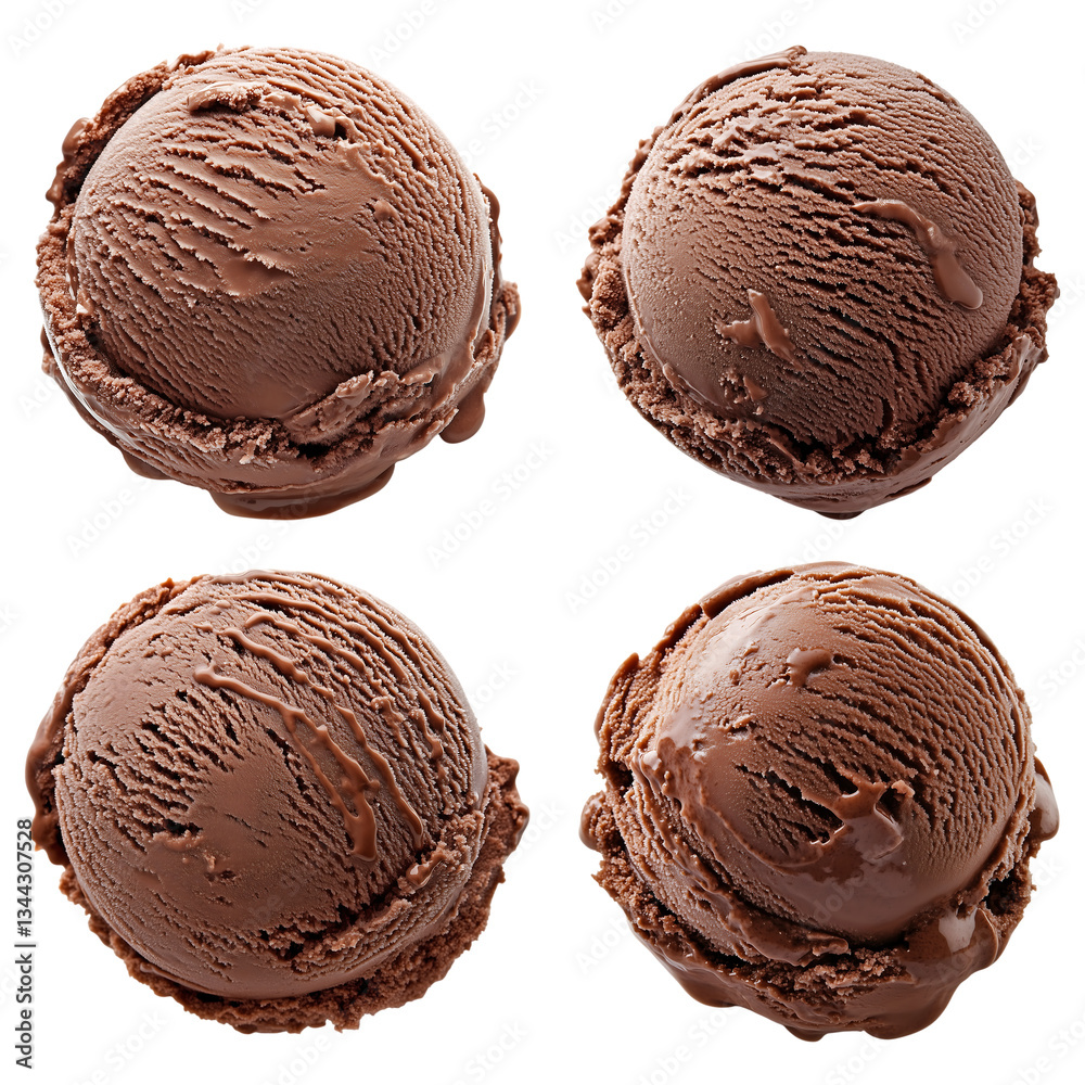 Fototapeta premium Chocolate ice cream, perfect round scoop on a transparent background