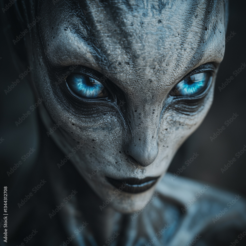 portrait of an alien with extreme blue eyes glowing from the inside portrait of an alien with extreme blue eyes glowing from the inside