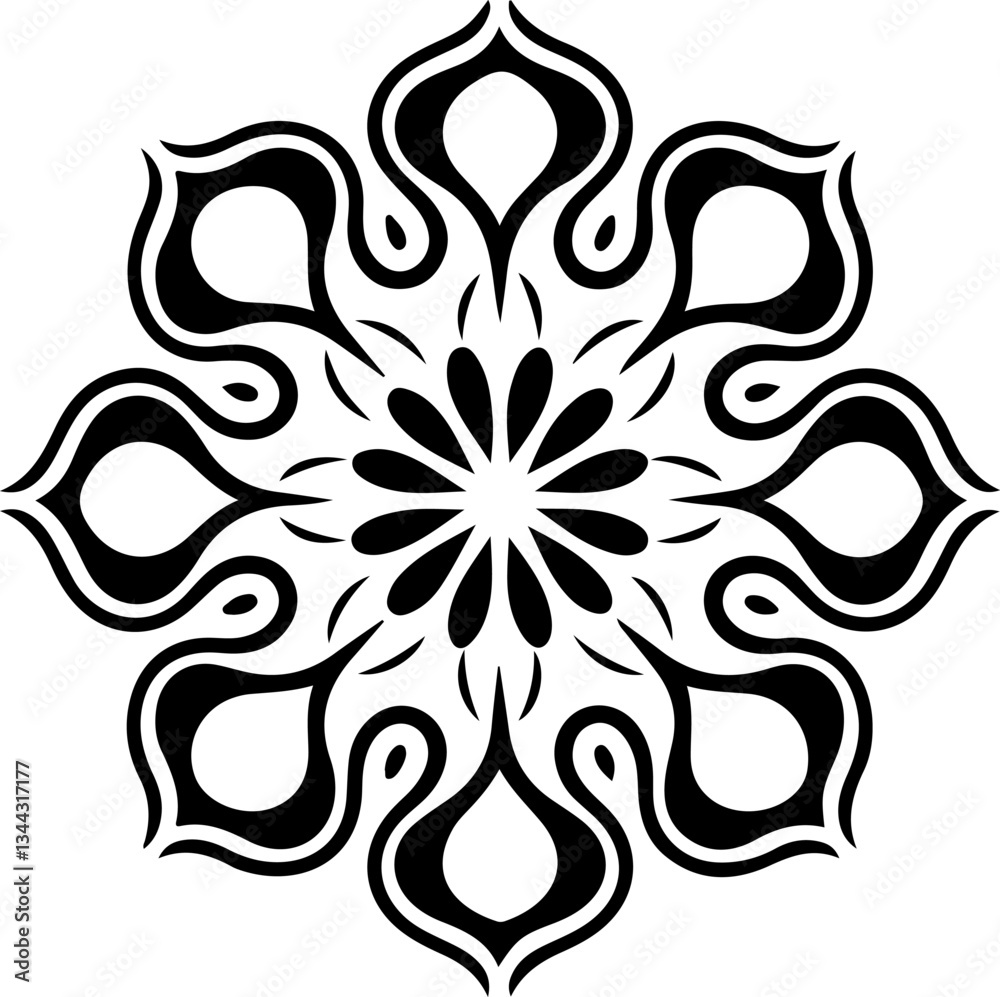 Fototapeta premium Mandala Stencil Vector Design, Intricate Mandala Stencil Art, Circular Mandala Stencil Vector, Decorative Mandala Template Design, Floral Mandala Stencil Vector, Traditional Mandala Vector Art, Abstra