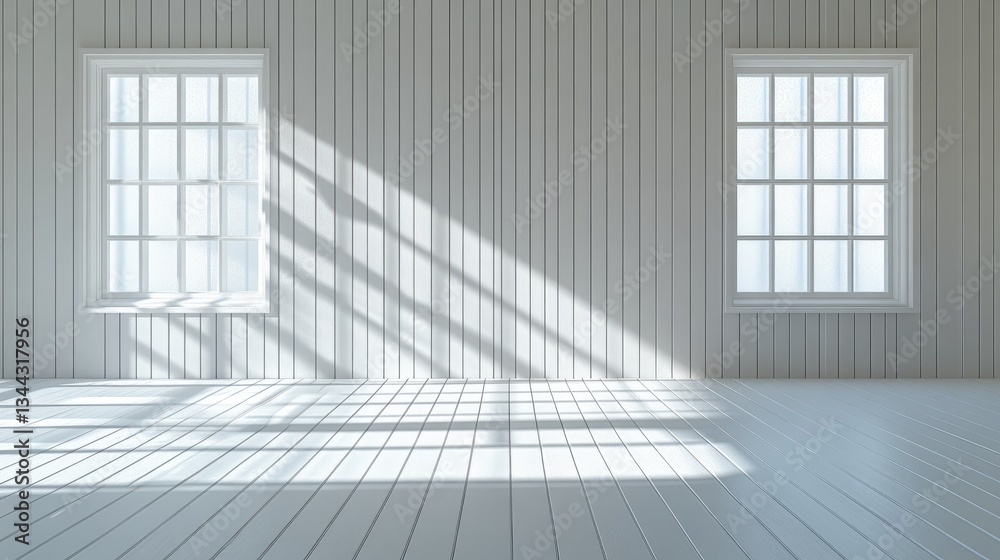 Obraz premium Sunlight streams into a bright, white room