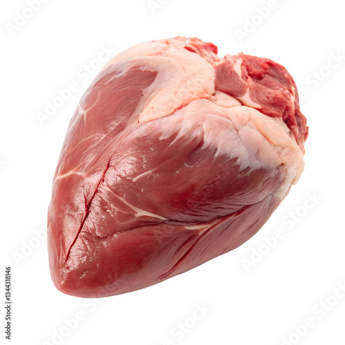 Foto Raw beef heart isolated on transparent background