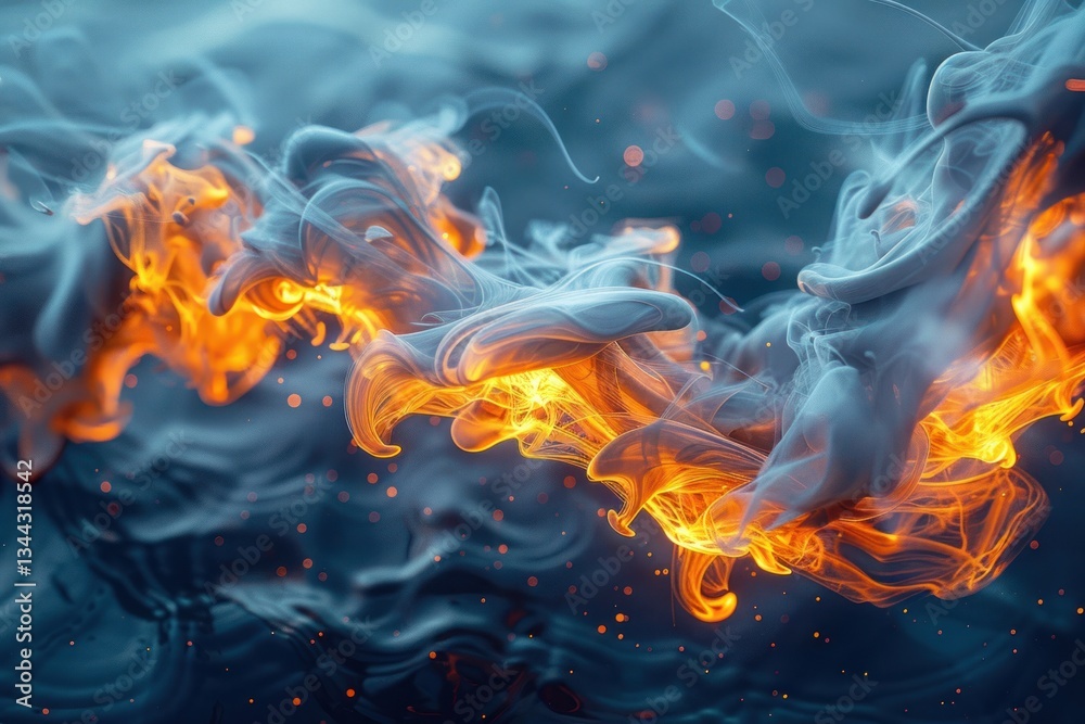 Fototapeta premium Floating ink splash appears vibrant and luminous with glowing edges, creating a unique, surreal visual experience