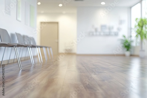 Empty waiting room with modern chairs