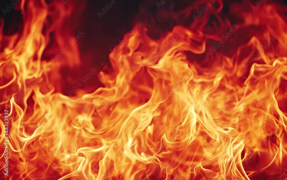 Flames dancing in wind create chaotic beauty with intense reds and oranges, showcasing artistic composition Flames dancing in wind create chaotic beauty with intense reds and oranges, showcasing artistic composition