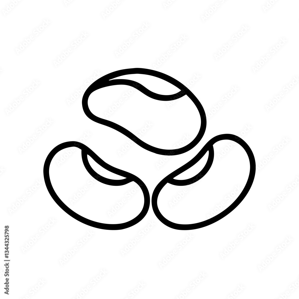 Fototapeta premium Outline vector icon of beans for cooking and healthy diet