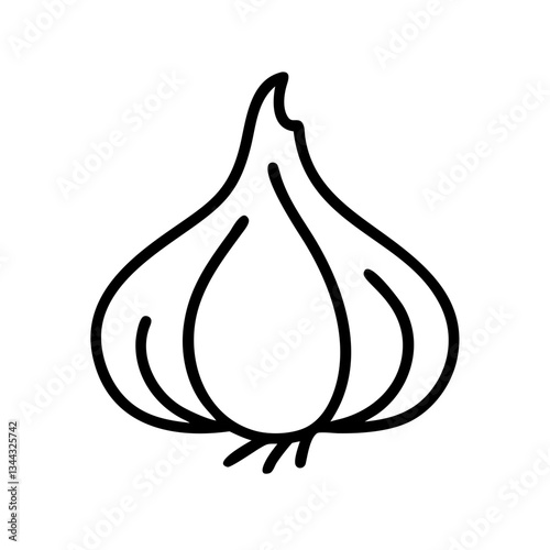 Outline vector icon of garlic for cooking and health benefits
