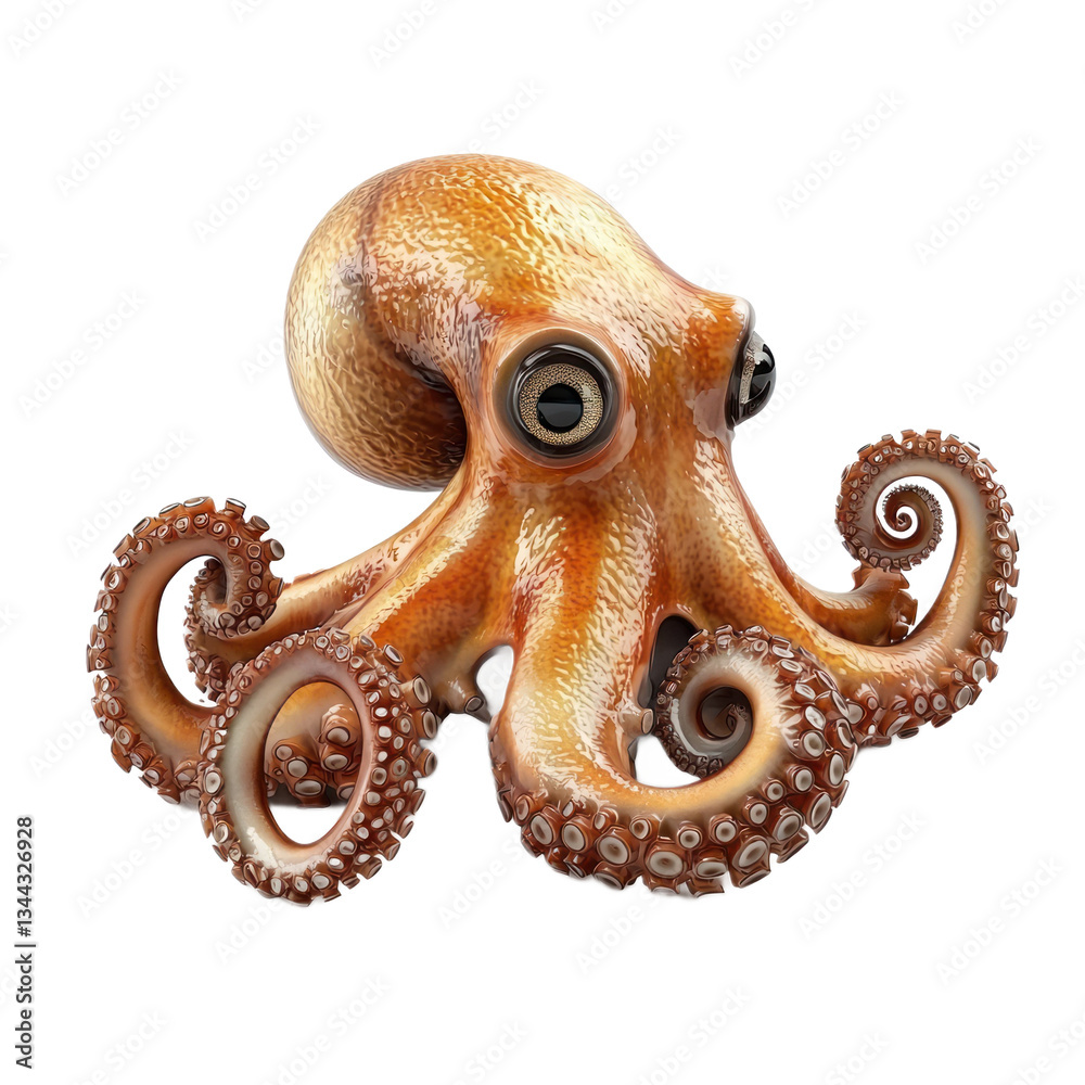 Obraz premium 3D icon of Coconut octopus isolated on transparency background