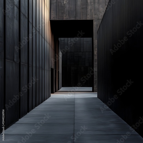 Dark building facade with a gloomy path leading through it
