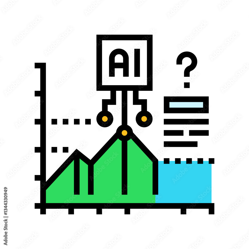 Fototapeta premium predictive analytics graph ai integration color icon vector illustration