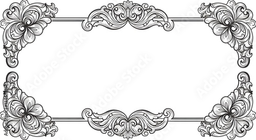 Ornate Floral Frame Design with Decorative Elements and Vintage Style