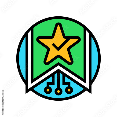 personalized recommendation star deep learning color icon vector illustration