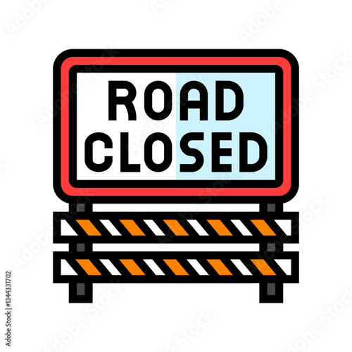 detours road closures car driving obstacles color icon vector illustration