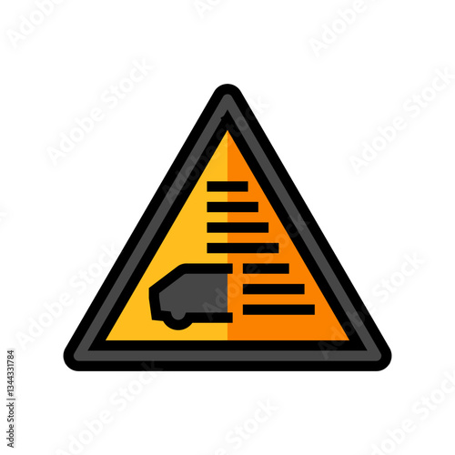 foggy roads car driving obstacles color icon vector illustration