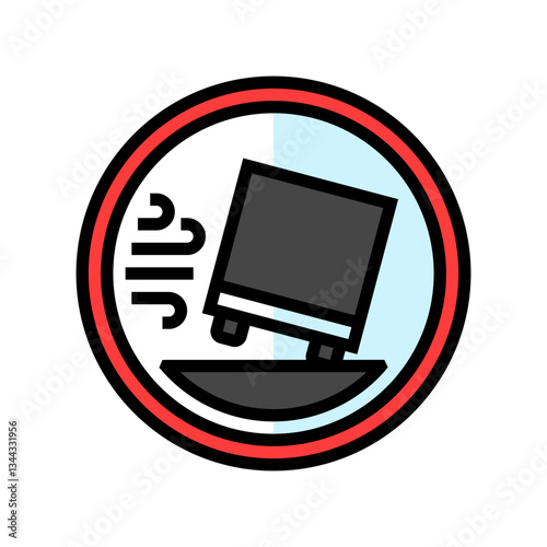 strong winds car driving obstacles color icon vector illustration