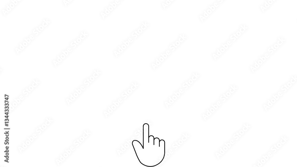 Animation of a mouse cursor in the shape of a hand with a click, then a double click with the appearance of a circle on the impact of each click (green background, transparency mask)
