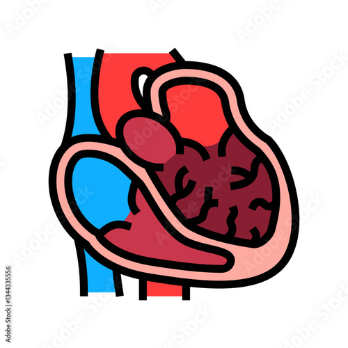dilated cardiomyopathy cardiology disease color icon vector illustration