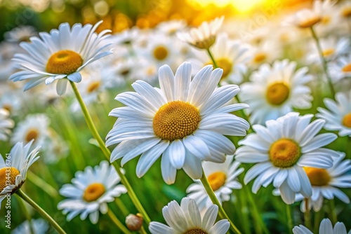 Seaside Daisies Cottage Garden - Lush White Flowers with Yellow Centers photo