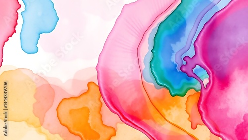 vibrant and colorful abstract painting on white background
