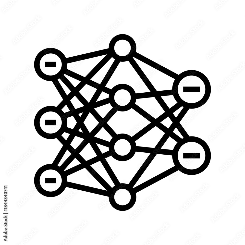 neural network ai integration line icon vector illustration neural network ai integration line icon vector illustration