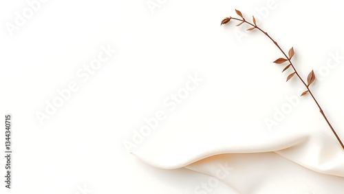 white cloth with stem of plant on top