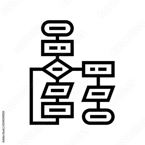 algorithm flowchart ai integration line icon vector illustration