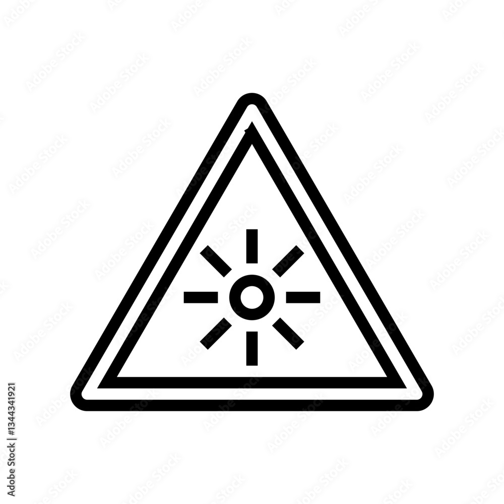 blinding sunlight car driving obstacles line icon vector illustration