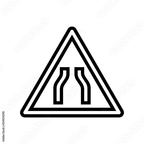 narrow roads car driving obstacles line icon vector illustration