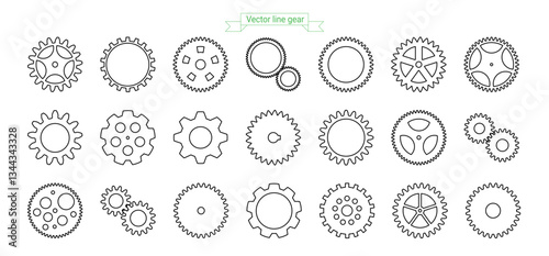 Gear shape icon for laser engraving. Vector sign collection. Engineering symbol set