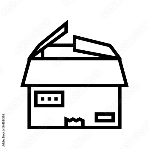 parcel box cardboard packaging line icon vector illustration