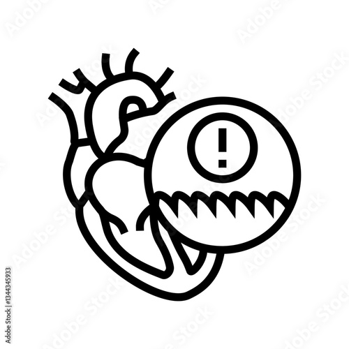 ventricular tachycardia cardiology line icon vector illustration