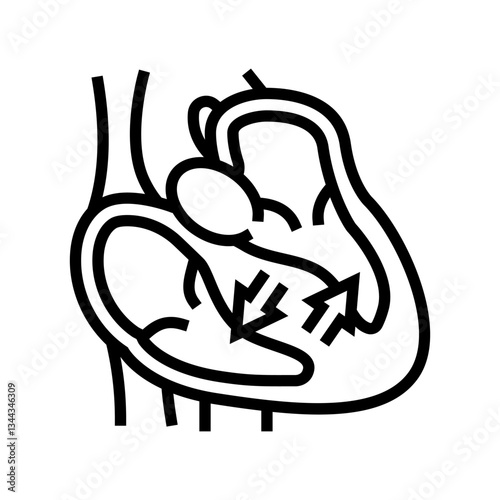 hypertrophic cardiomyopathy cardiology line icon vector illustration