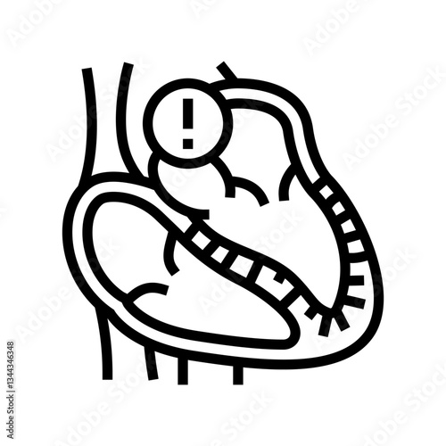 restrictive cardiomyopathy cardiology line icon vector illustration